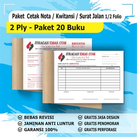 Jual Cetak Nota Custom Ply Paket Buku Rangkap Rim Nota