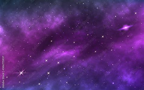 Space Background Realistic Cosmos Texture With Shining Stars And