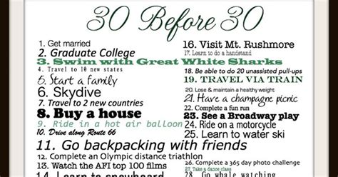 30 things you must do before you turn 30