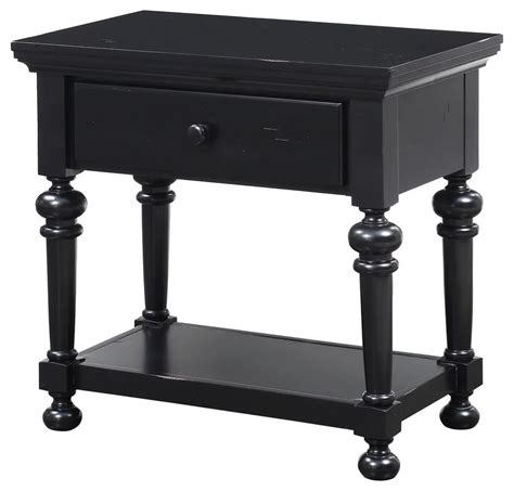 Alida Antique Black Nightstand Traditional Nightstands And Bedside