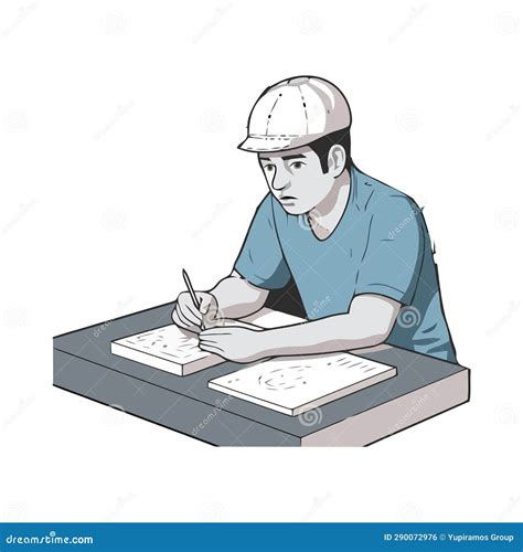 One Person An Architect Sketches Blueprint Design Stock Illustration