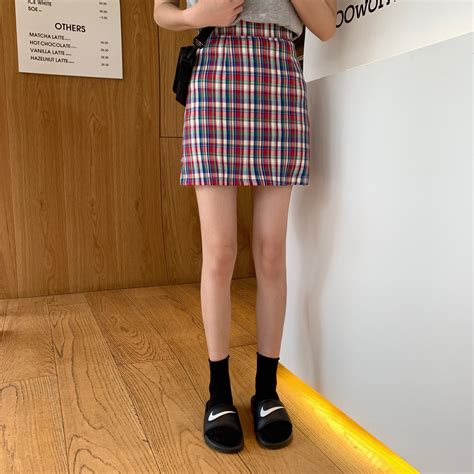 Buy Korean Style Ulzzang Vintage Plaid Skirt Women Summer High Waisted Skirt Show Thin A Word