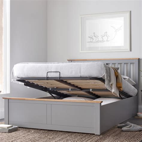 Malmo Grey Wooden Ottoman Bed 5ft King Size Mysmallspace Uk