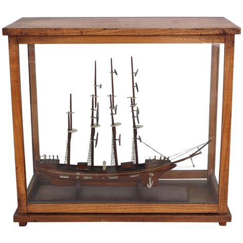 Ship Model In Glass Case Chairish