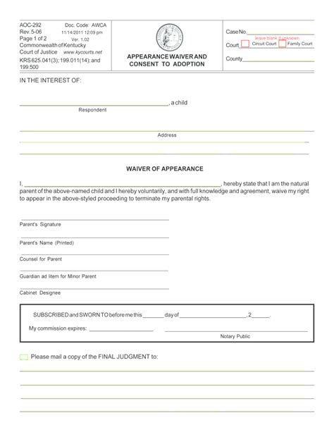 Ky Adoption Forms Fill Out And Sign Printable Pdf Template Signnow