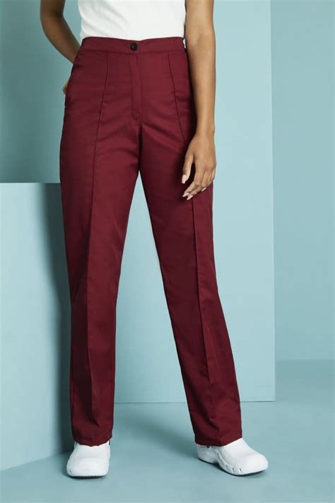 Womens Flat Front Trousers Burgundy Simon Jersey