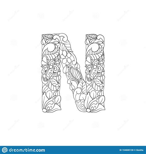 Do you like to color online? Coloring Book Ornamental Alphabet Letter N Font Stock ...