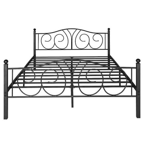 Vecelo Victorian Metal Bed Frame ，black Metal Frame Queen Size Platform