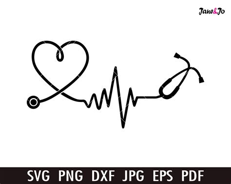 Heart Stethoscope Svg Nurse Vector Cut File For Cricut Silhouette