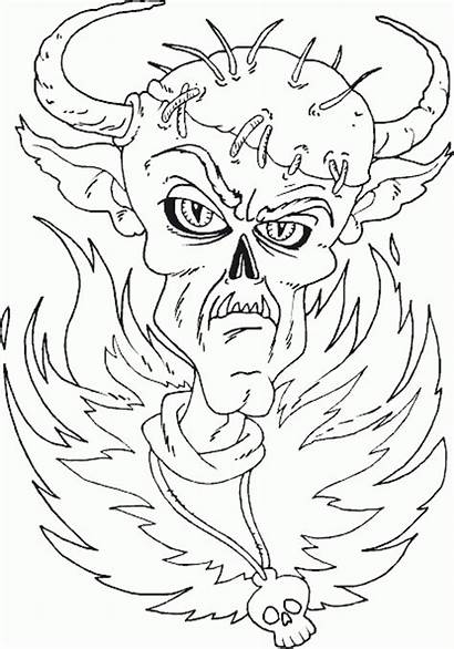 Devil Coloring Pages Halloween Horned Fiery Z31