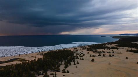 Aerial View Of The Famous Lake Baikal Under Cloudy Sky · Free Stock Photo