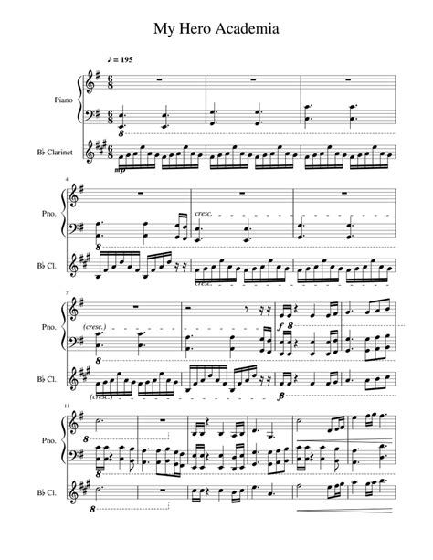 My Hero Academia Clarinet Piano Duet Sheet Music For Piano Clarinet
