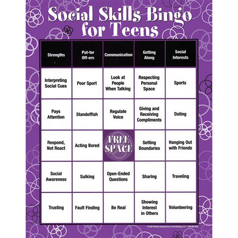 Social Skillscharacteristicscommunicationteensbingo Game