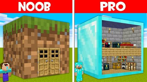 Minecraft Noob Vs Pro Dirt Block House Vs House Inside Diamond Block