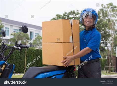 Deliveryman Ride Motorcycle Service Fast And Free Transport