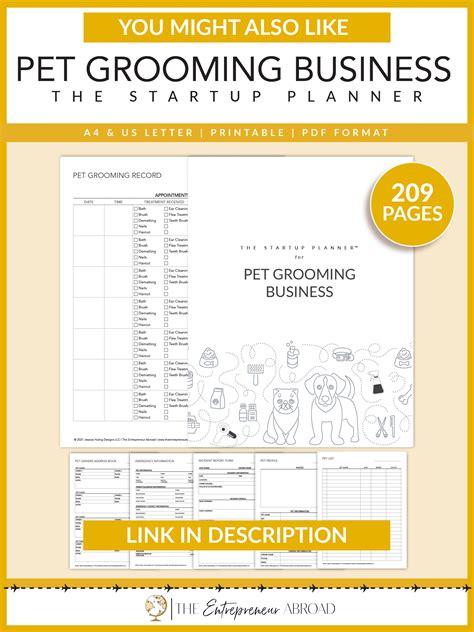 Pet Grooming Business Planner Printable Pet Groomer Pet - Etsy | Pet