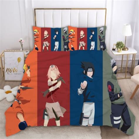 New 3d Anime Naruto Bedding Bed Set Twin Full Queen King Size Red Cloud Akatsuki Kakashi Action