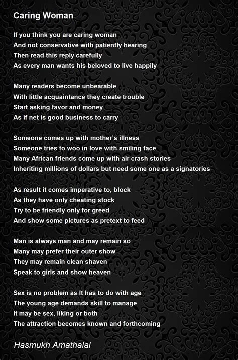 Caring Woman Caring Woman Poem By Mehta Hasmukh Amathaal