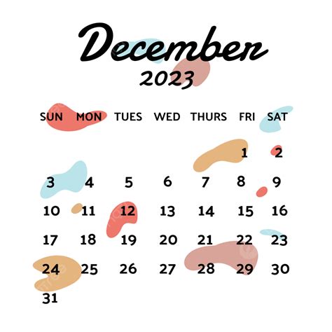 December 2023 Calendar Clipart 2023 Calender December Png And Vector