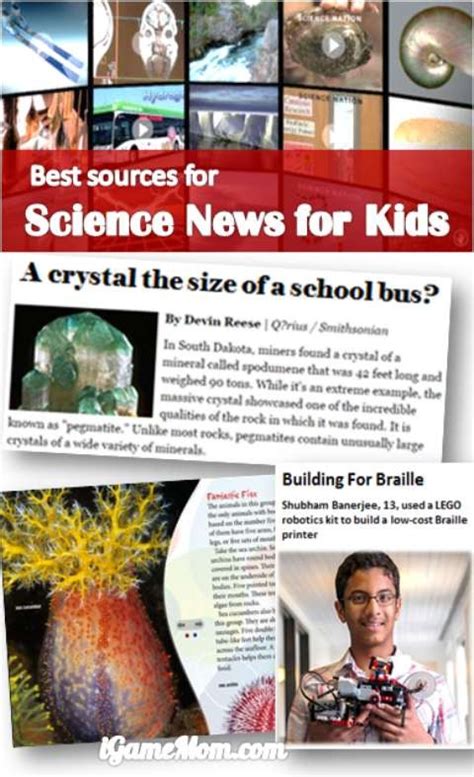 Magazine for children ages 6 to 14 contains articles about entertainment, science, animals, technology, cultures, current events, and more. Best Learning Tools for Kids - Science News for Kids | iGameMom