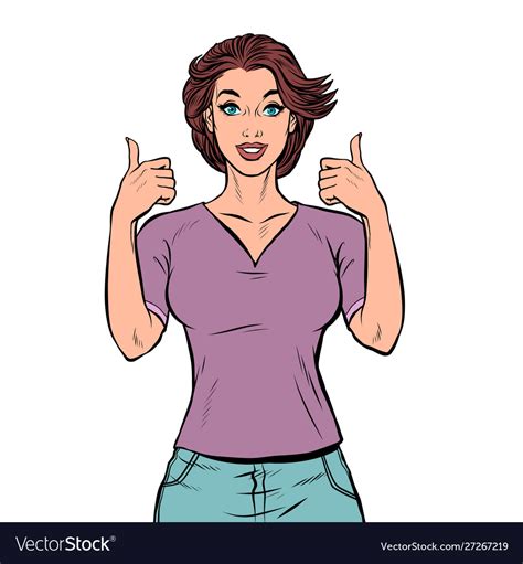 Woman Thumbs Up Gesture Royalty Free Vector Image