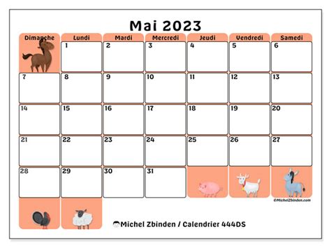 Calendrier Mai 2023 à Imprimer “444ds” Michel Zbinden Be
