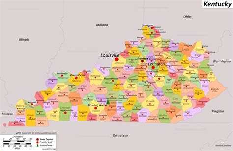 Map Of Kentucky Cities And Counties Washington State Map