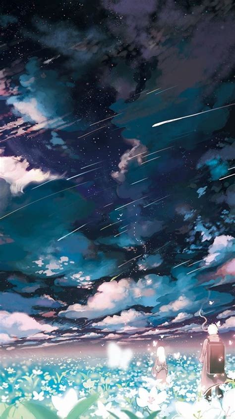 Anime Mushishi Cloud Flower Landscape Shooting Star Night