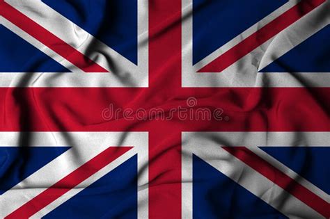 Selective Focus Of United Kingdom Flag With Waving Fabric Texture 3d
