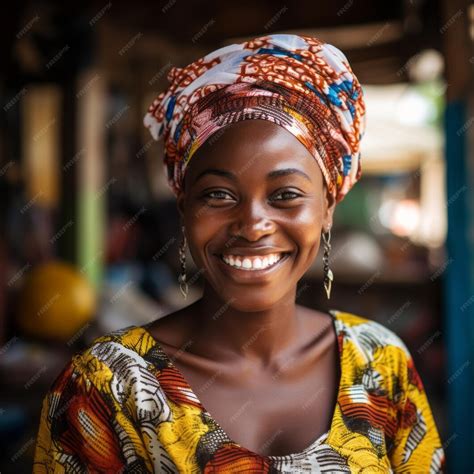 Premium Photo Happy African Woman With A Smile Generative Ai