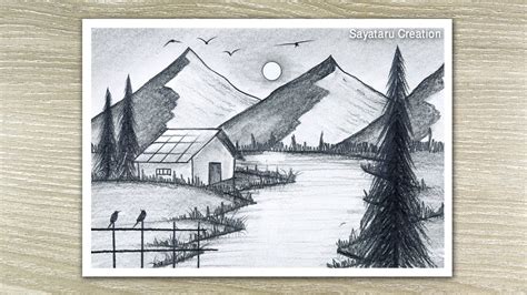 Mountain Landscape Drawing With Pencil Easy Pencil Drawing Çocuk