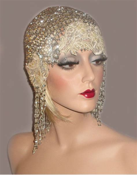 Lace And Pearl Shimmy Soiree Gatsby Cap By Allthatjazzdesign On Etsy Ivory Bridal Wedding Bridal