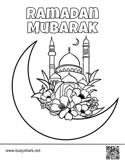 Ramadan Mubarak Coloring Page Busy Shark