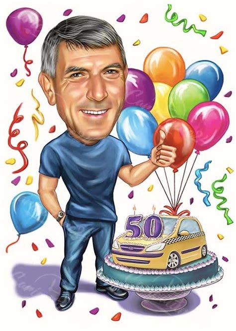 🎨 Personalized 50th Birthday Caricature Drawing For Taxi Driver From A