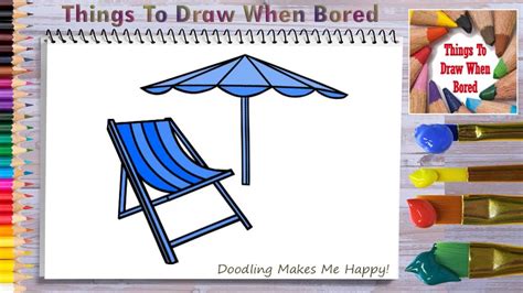 How To Draw A Beach Chair And An Umbrella Easy Step By Step Youtube