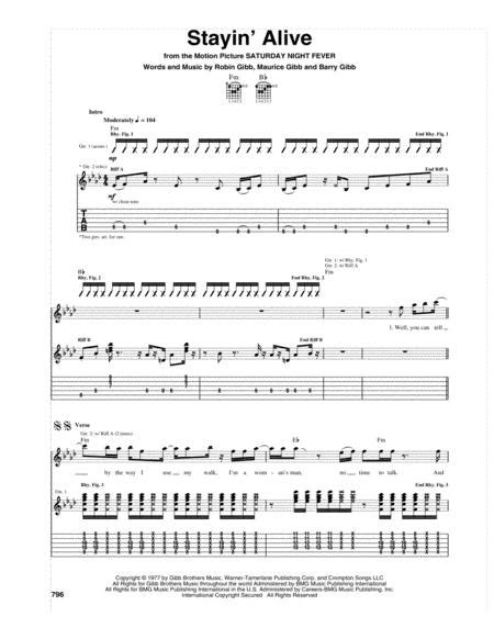 Stayin Alive By Bee Gees Maurice Gibb Digital Sheet Music For Guitar