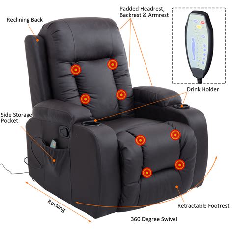 Faux Leather Heated Vibrating Massage Recliner Chair With Remote Ebay