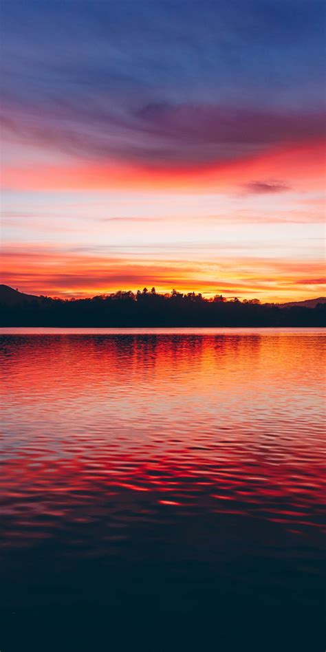 Download Wallpaper 1080x2160 Lake Sunset Horizon Beautiful Honor 7x