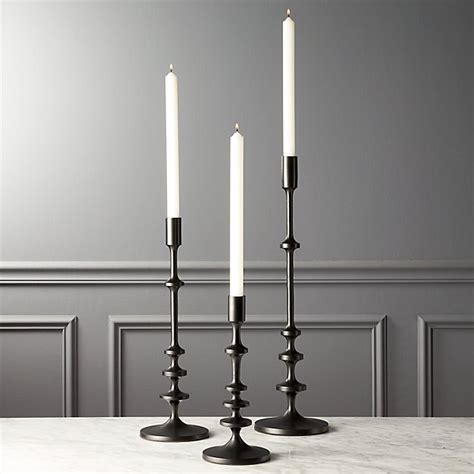 Allis Black Taper Candle Holders Set Of 3 Reviews Cb2