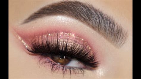 Soft Rose Gold Glitter Cut Crease Eye Makeup Tutorial Youtube