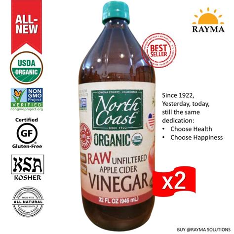 Buy 2 Ave More North Coast Organic Raw Unfiltered Apple Cider Vinegar With The Mother Usa