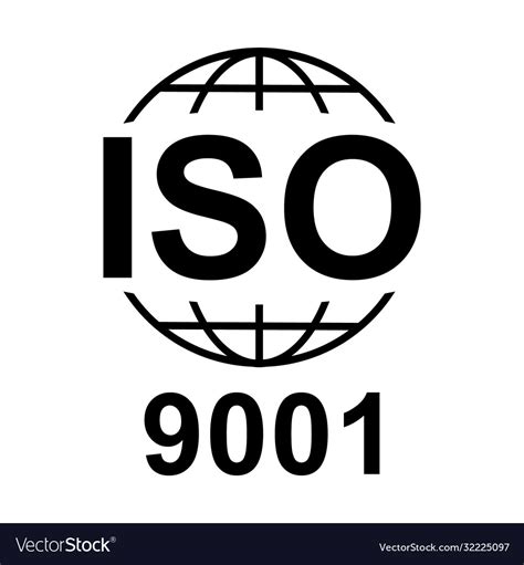 Iso 9001 Icon Standard Quality Symbol Button Vector Image