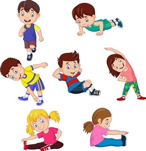 Desenhos Animados Crianças Ioga Com Pose Premium Vector Freepik