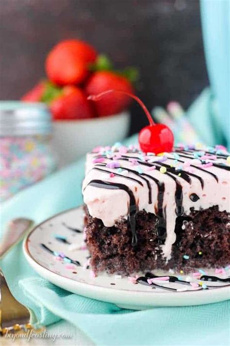 Coconut cream poke cake uses a white cake mix, a can of cream of coconut and sweetened condensed milk and is topped with whipped cream and coconut flakes. Strawberry Milkshake Poke Cake - Beyond Frosting