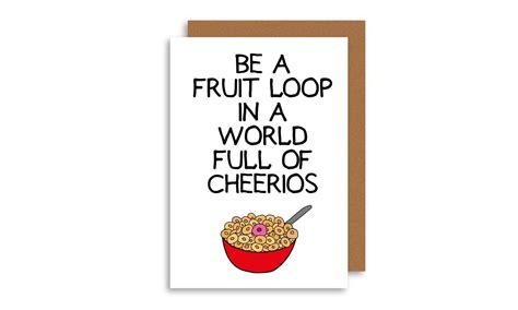Fruit Loop In A World Of Cheerios Greetings Card By Lazymice