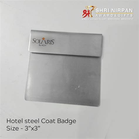 Metal Silver Name Badges For Hotels For Hotel Industry Size 3 X 3
