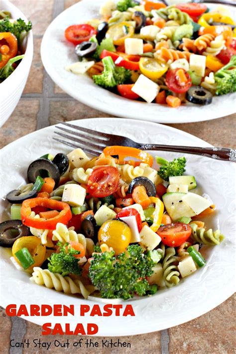 Serve pasta in a large salad bowl or on individual plates and top with vegetable mixture and goat cheese. Garden Pasta Salad - Can't Stay Out of the Kitchen