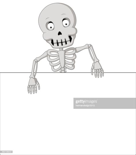 cartoon funny human skeleton with blank sign high res vector graphic getty images
