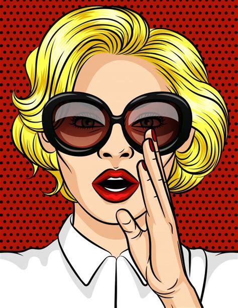 Ilustração Em Vetor Cor No Estilo Pop Art A Mulher Loira De óculos