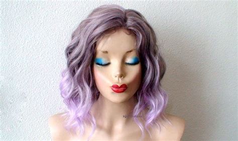 Pastel Lavender Ombre Wig 16 Wavy Hair Wig Heat Friendly Synthetic